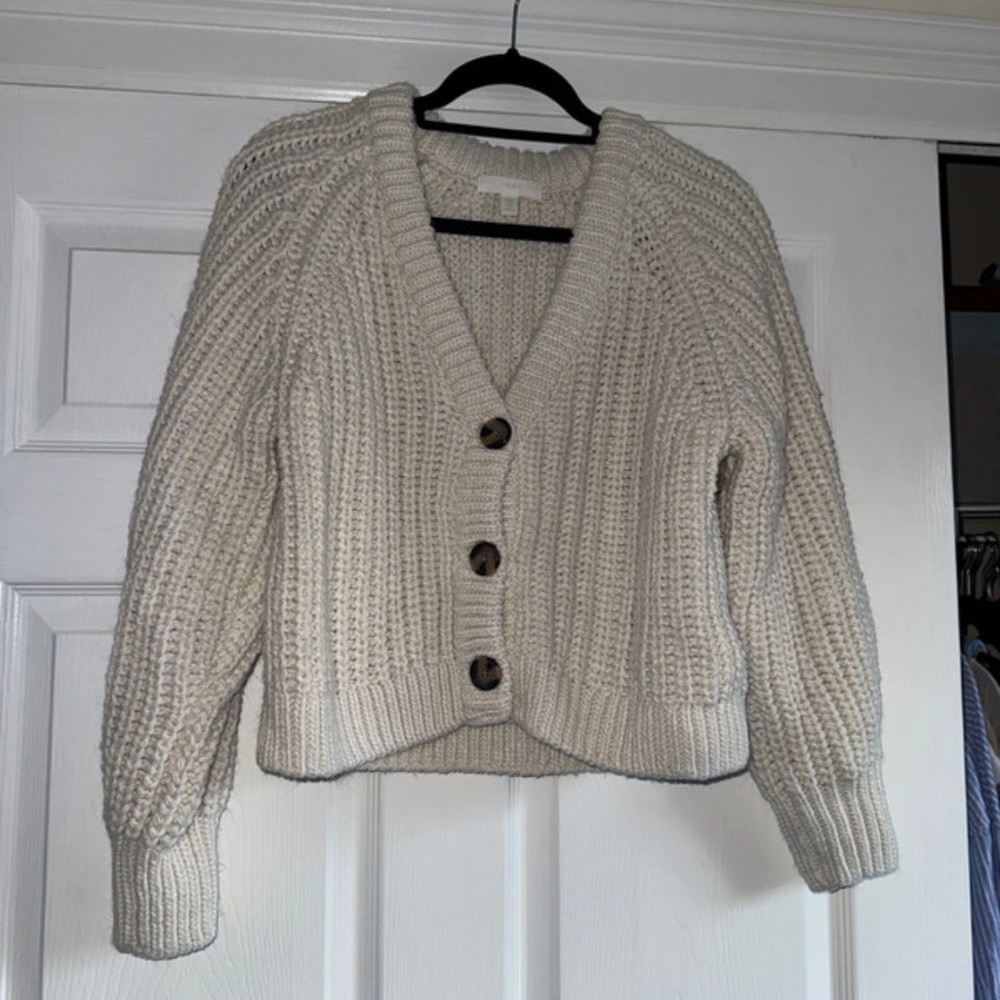H&M Cream Chunky Ribbed Button Cardigan
